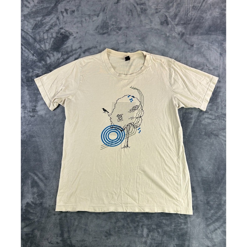 MooseJaw Graphic T-Shirt Beige Size M‎ Abstract Bird Tree Design Skater Tee